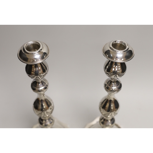 1866 - A pair of George V silver Sabbath Day candlesticks, Rosenzweig, Taitelbaum & Co, London, 1930, 34cm,... 