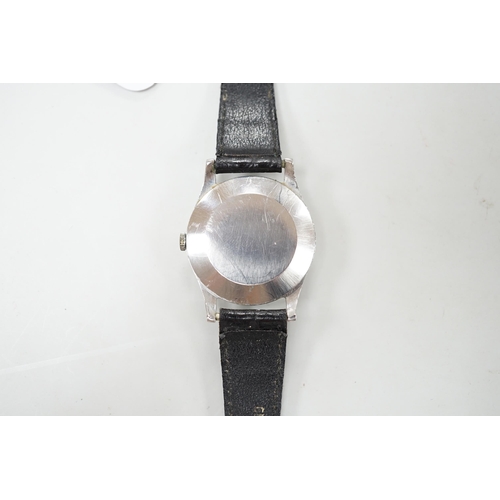 1907 - A gentleman's stainless steel Tudor Royal manual wind wrist watch, on associated leather strap, case... 