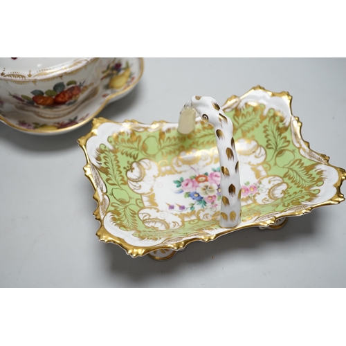 253 - A Helena Wolfsohn Dresden tureen, cover and stand together with a floral porcelain basket (2), large... 