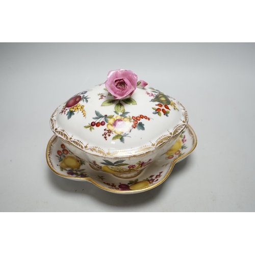 253 - A Helena Wolfsohn Dresden tureen, cover and stand together with a floral porcelain basket (2), large... 