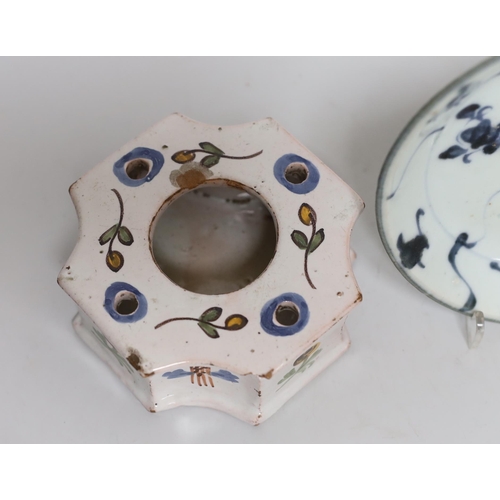 258 - A French faience inkstand and a Chinese provincial dish