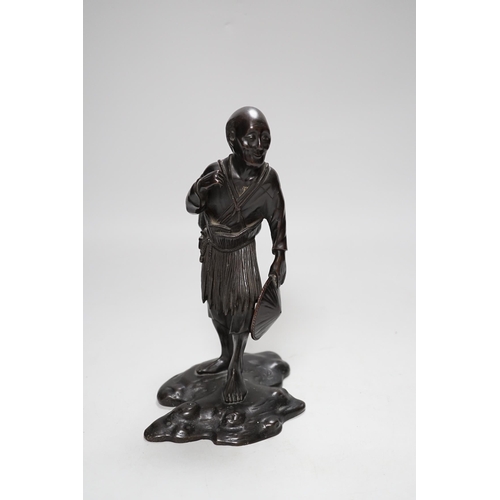 259 - A Japanese bronze figure of an elder, 19th century, 23cm high