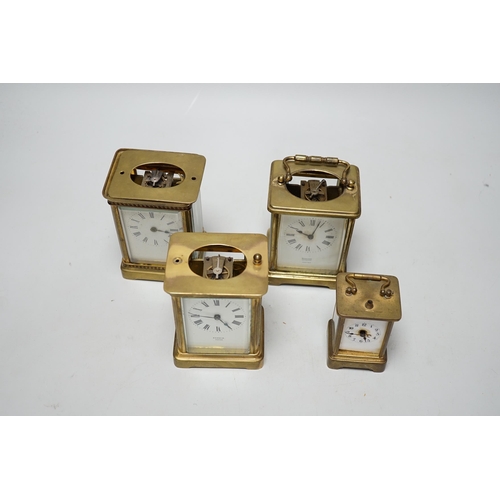 260 - Four carriage clocks in varying sizes, tallest 12cm high