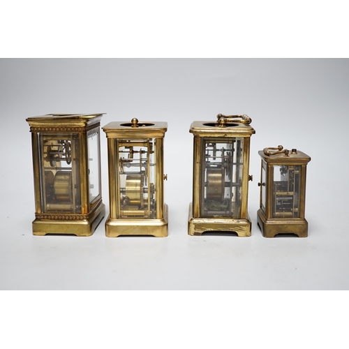 260 - Four carriage clocks in varying sizes, tallest 12cm high