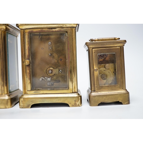 260 - Four carriage clocks in varying sizes, tallest 12cm high