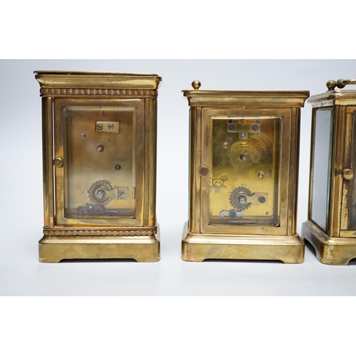 260 - Four carriage clocks in varying sizes, tallest 12cm high