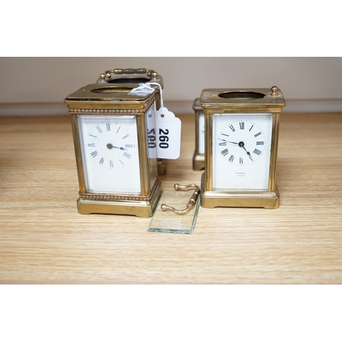 260 - Four carriage clocks in varying sizes, tallest 12cm high