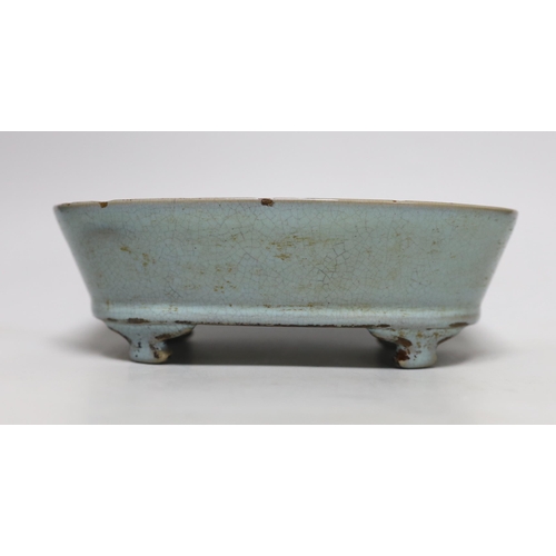 263 - A Chinese celadon crackle glazed oval dish, 23cm wide