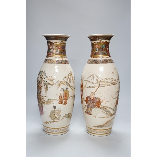 268 - A pair of Japanese Satsuma vases, 40cm (a.f.)