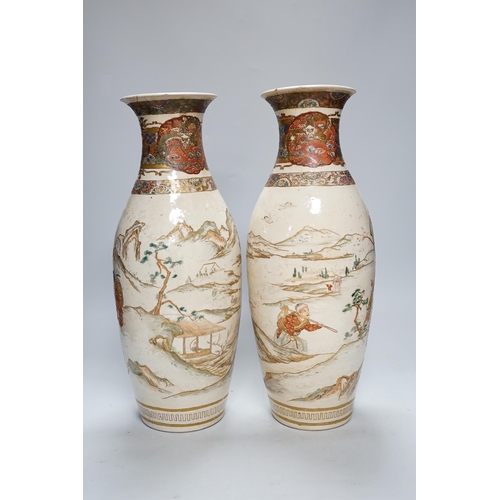 268 - A pair of Japanese Satsuma vases, 40cm (a.f.)