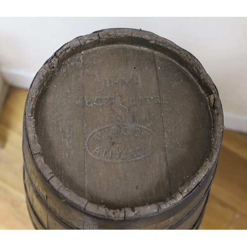 283 - A French iron bound wine barrel, 79cm high