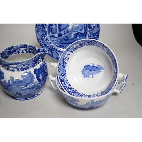 302 - A large collection of Copeland Spodes Italian, dinner, tea and coffee service, mostly blue stamped ... 