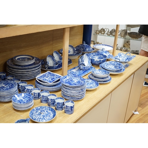 302 - A large collection of Copeland Spodes Italian, dinner, tea and coffee service, mostly blue stamped ... 