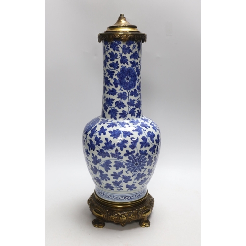 313 - A Chinese vase, 19th century, converted to a lamp, 44cm total height