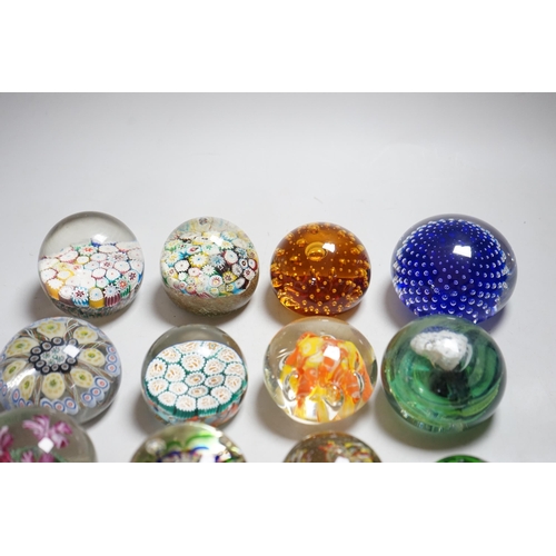 340 - Twelve 20th century paperweights including Bohemian and Chinese examples, close packed millefleur ca... 