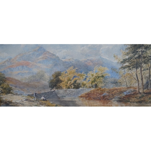 671 - Edward Tucker (1830-1909), watercolour, Mountainous river landscape, signed, details and ink inscrip... 