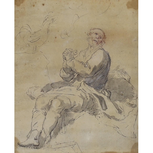 681 - After Carlo Marratti (1625-1713), pen, ink and wash, St. Peter, inscribed on the mount Given by Si... 