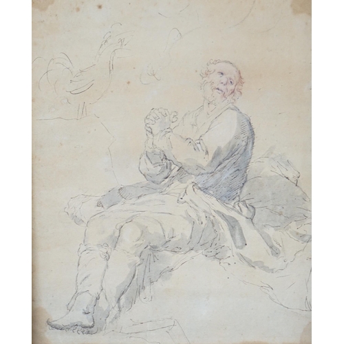 681 - After Carlo Marratti (1625-1713), pen, ink and wash, St. Peter, inscribed on the mount Given by Si... 