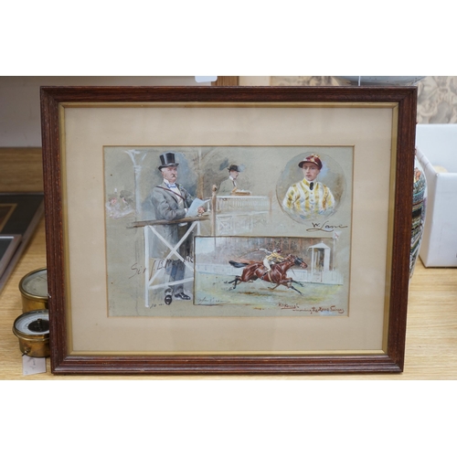 685 - John Beer (British 1860/1930), watercolour, 'Kirkconnel winning the 2000 Guineas with studies of th... 