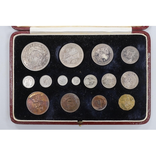 974 - A cased George VI 1937 coronation specimen coin set, Including maundy 1d - 4d, and farthing through ... 