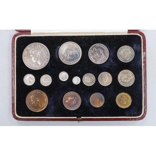 974 - A cased George VI 1937 coronation specimen coin set, Including maundy 1d - 4d, and farthing through ... 