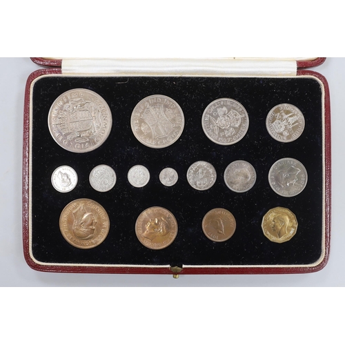 975 - A cased George VI 1937 coronation specimen coin set, Including maundy 1d - 4d, and farthing through ... 