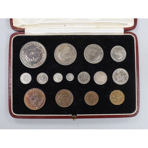 975 - A cased George VI 1937 coronation specimen coin set, Including maundy 1d - 4d, and farthing through ... 