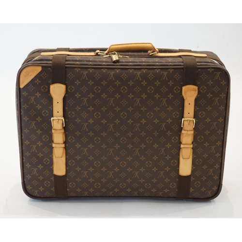 Louis Vuitton Carry All Weekend Bag - brown canvas/beige leather