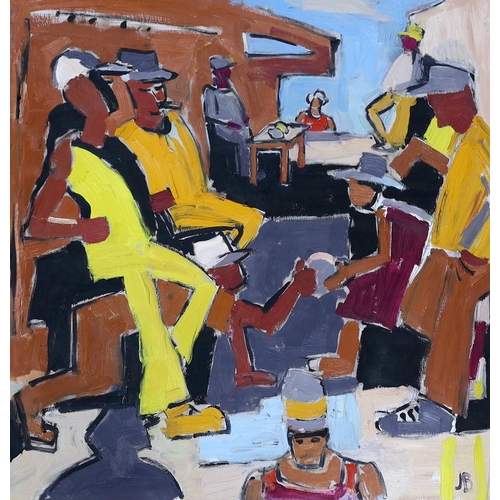 1749 - Julian Bailey (b.1963), oil on board, 'Street Traders, Ponte Vecchio', initialled, The New Academy G... 