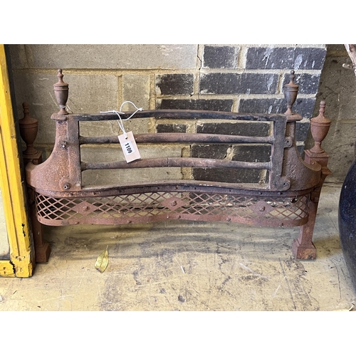 13 - A 19th century cast iron fire grate front, width 80cm, height 59cm