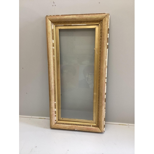 14 - A large 19th century rectangular giltwood and composition picture frame, width 84cm, height 166cm... 