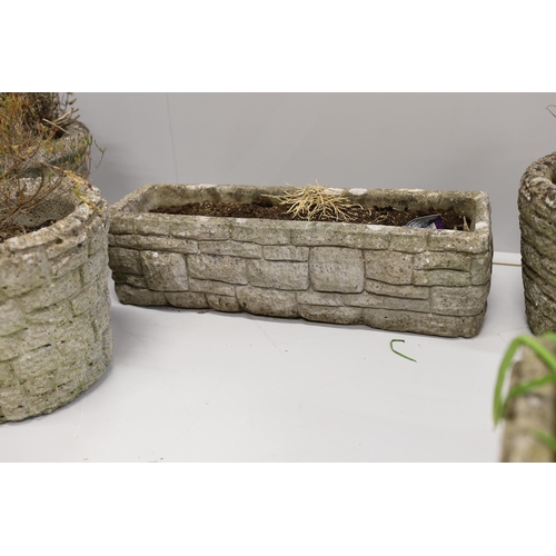 2 - Five reconstituted stone garden planters