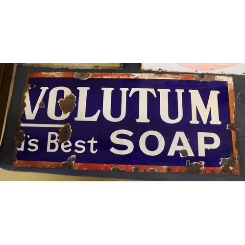 22 - A partial original enamel advertising sign 'Vol (volutum Best Soap' (sic) (a.f.), width 83cm, height... 