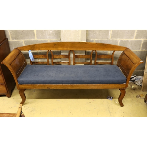 24 - An Italian walnut settee, width 205cm, depth 58cm, height 92cm