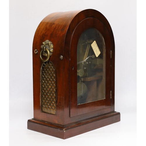 260 - A William IV mahogany bracket clock, striking on a bell, enamel face with painted Marlborough, 38c... 