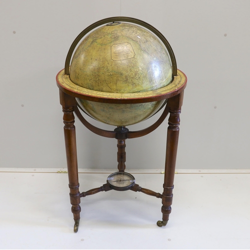 289 - A 19th century Malby 18 inch library globe on stand, Terrestrial globe published in Jan. 1864 on ori... 