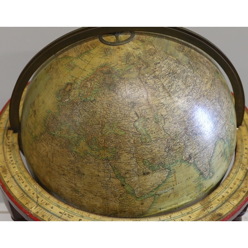 289 - A 19th century Malby 18 inch library globe on stand, Terrestrial globe published in Jan. 1864 on ori... 