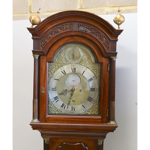 290 - A George III mahogany longcase clock by William Grandpre, London, height 232cm