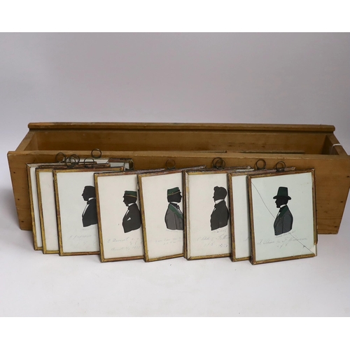 295 - Eleven mid Victorian silhouette portraits together with magic lantern slides