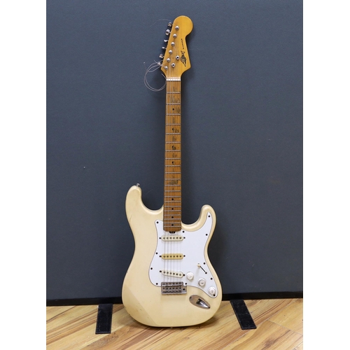 308 - A Marlin Slammer electric guitar with maple neck, together with a flight case