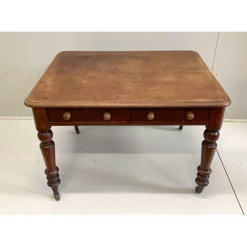 31 - A Victorian mahogany writing table, width 106cm, depth 86cm, height 72cm