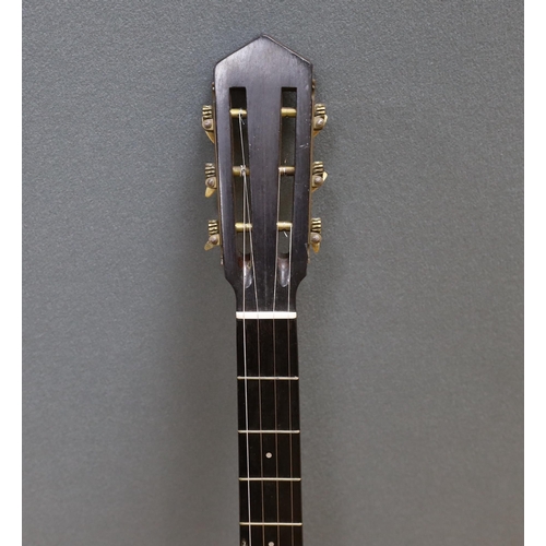 311 - A six string banjo, unmarked, in a hard case by Ashbury