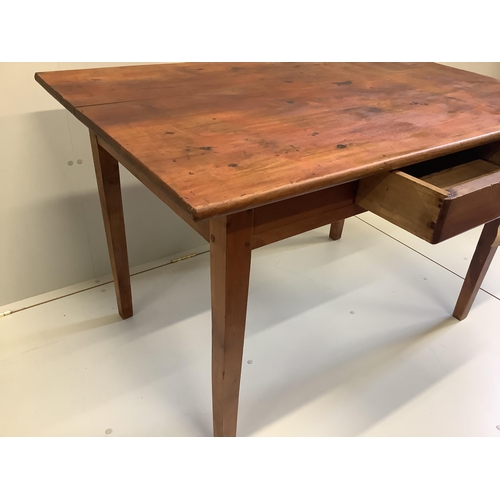 34 - A 19th century French rectangular fruitwood kitchen table, width 120cm, depth 80cm, height 75cm... 