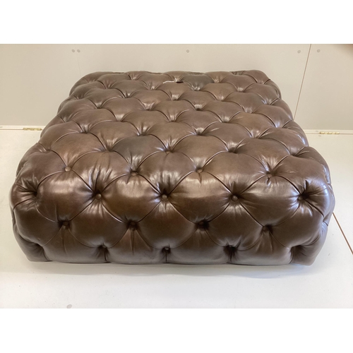 39 - A large contemporary Victorian style buttoned brown leather footstool, originally retailed by Cox & ... 