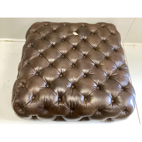 39 - A large contemporary Victorian style buttoned brown leather footstool, originally retailed by Cox & ... 