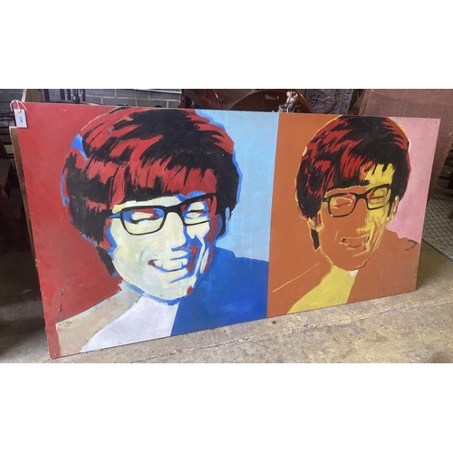 4 - After Warhol, oil on board, Austin Powers, width 244cm, height 122cm