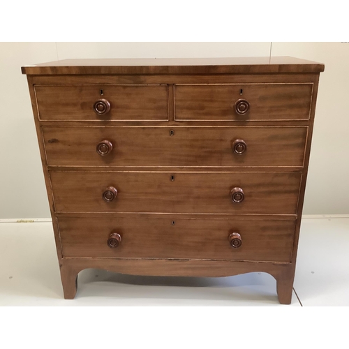 45 - A Regency mahogany five drawer chest, width 104cm, depth 46cm, height 103cm