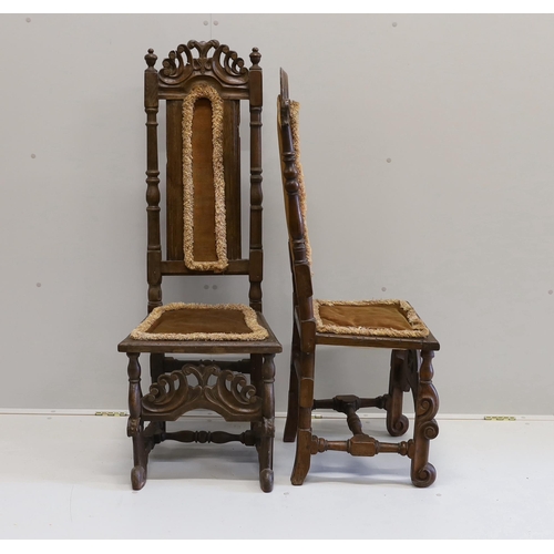 61 - Two 18th century oak high back dining chairs, larger height 128cm