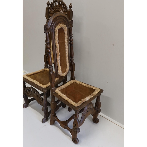 61 - Two 18th century oak high back dining chairs, larger height 128cm