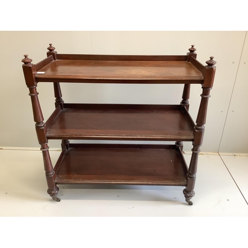 68 - A Victorian mahogany three tier buffet, width 104cm, depth 46cm, height 106cm